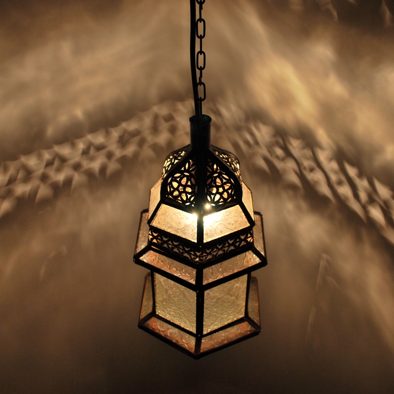 Orientalische Lampe Marokkanische Hängelaterne Laterne Hängelampe MSEDES Weiss